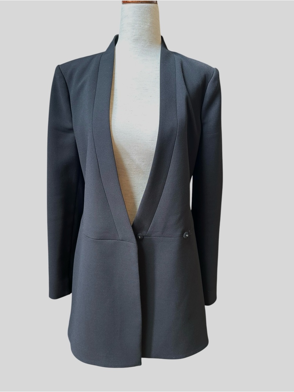 BCBGMaxazria Women's Black Lapelless Coat Blazer, XS
